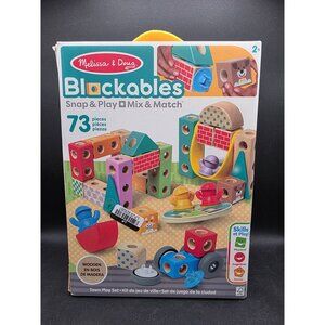Melissa & Doug Blockables Town 73-Piece Snap & Play Wooden Set STEM Learning Toy